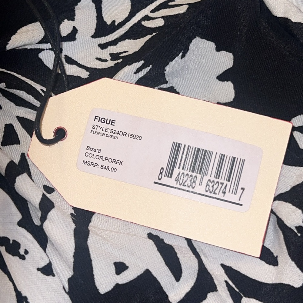 Figue Elenor Halter Maxi Dress Black White Floral Print Size 8 NWT - Picture 4 of 12